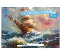 Le bateau ivre avec des images dans le style de William Turner, Version française (Calendrier mural 2026 DIN A4 portrait), Calendrier CALVENDO mensuel