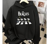 Le Beagles Snoopy traverse le passage piéton. Sweat-shirt-shirt tricoté simple et décontracté pour femme. Motif de dessin animé Snoopy, col ras-du-cou, basique pour un port quotidien indispensable, au
