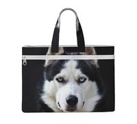Le beau visage du chien Husky est drôle,Sac à documents en toile avec fermeture éclair, sac fourre-tout, porte-documents pour l'école et le bureau