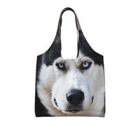 Le beau visage du chien Husky est drôle,Sacs fourre-tout réutilisables, sacs d'épicerie, sac à bandoulière en toile de grande capacité