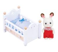 Sylvanian Families - Le bébé Lapin Chocolat et lit - Set figurine et mobilier - Plongez dans l'univers de la famille Sylvanian - Mobilier maisons de poupées - Jouet enfant 3 ans et + - 5017