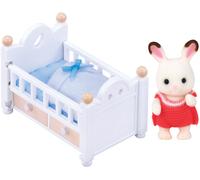 Sylvanian Families® Figurine bébé lapin chocolat et lit 5017