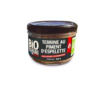 LE BIO DES ELEVEURS - Terrine de Campagne au Piment d'Espelette Bio en Pot de Verre 160g - Équitables et Français, Sans Colorant ni Conservateur - Lot de 4