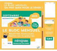 Le Bloc mensuel organiseur Mémoniak On fait quoi pour le dîner (sept. 2024 - déc. 2025) - Emilie Thuillez - Editions 365 - broché - Calendrier