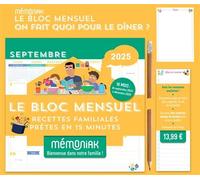 Le Bloc mensuel organiseur Mémoniak On fait quoi pour le dîner (sept. 2024 - déc. 2025) - Emilie Thuillez - Editions 365 - broché - Calendrier