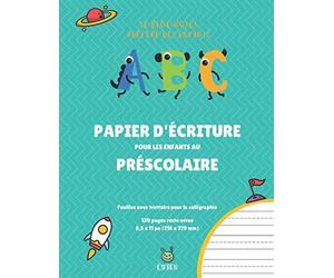 Le bloc-notes préféré des enfants | ABC - Papier d’écriture pour les enfants au préscolaire | Feuilles avec trottoirs pour la calligraphie | 120 pages recto verso | 8,5 x 11 po (216 x 279 mm)