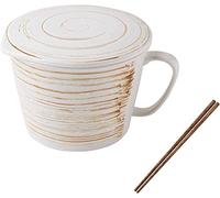 Le bol de céramique, le bol de soupe, 33OZ Mug with Lid,Ceramic Pasta Ramen Bowls with Handle Microwave Noodle Soup Bowl for Student Office Soup Instant Noodles(Wit)