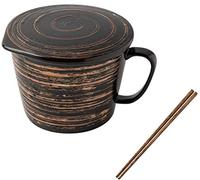 Le bol de céramique, le bol de soupe, 33OZ Mug with Lid,Ceramic Pasta Ramen Bowls with Handle Microwave Noodle Soup Bowl for Student Office Soup Instant Noodles(Svart)