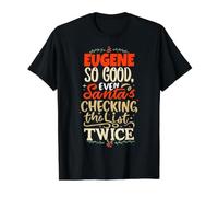 Le Bon Eugène, Le Père Noël, Dit Un nom drôle d'Eugene T-Shirt Graphique avec Valeur, Homme, Noir, M