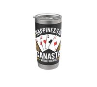 Le bonheur, c'est de jouer au jeu de cartes Canasta avec les amis Gobelet isotherme en acier inoxydable double paroi
