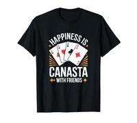 Le Bonheur, C'est de Jouer au Jeu de Cartes Canasta avec Les Amis T-Shirt Graphique avec Valeur, Homme, Noir, L