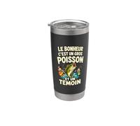 Le bonheur c'est un gros poisson Humour Pêche Pêcheur Gobelet isotherme en acier inoxydable double paroi