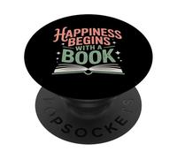 Le Bonheur Commence par Un Livre pour Les Amateurs de Livres PopSockets PopGrip Adhésif