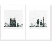 Le Bonheur des Dames Cartes de voeux Lot de 2 Paquet de broderie au point de croix "Paris Notre Dame ", motif à compter, 10,5x15cm