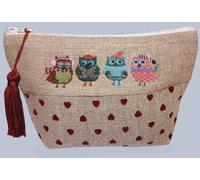 Le Bonheur des Dames Etui Petit Point paquet à broder "Etui hiboux de Noël", motif à compter, 18x11x7cm