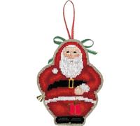 Le Bonheur des Dames kit de point de croix compté "Décoration de Noël Père Noël avec clochette", 7x9cm, DIY