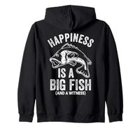 Le bonheur est un gros poisson et un témoin, blague de pêche amusante Sweat à Capuche