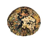 Le bonnet de douche double couche à motif carré abstrait empêche les cheveux de s'emmêler pendant la douche et les soins de la peau.