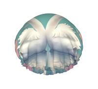 Le bonnet de douche double couche taille unique Swan in love empêche les cheveux de s'emmêler pendant la douche et les soins de la peau.