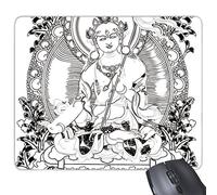 Le bouddhisme Chine GuanYin des caractères chinois Figure traditionnelle Culture Art Ligne Dessin rectangle en caoutchouc antidérapant Tapis de souris de jeu de souris Cadeau