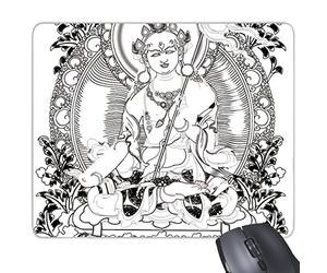 Le bouddhisme Chine GuanYin des caractères chinois Figure traditionnelle Culture Art Ligne Dessin rectangle en caoutchouc antidérapant Tapis de souris de jeu de souris Cadeau
