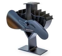 Le Bouscatier Ventilateur de poêle à bois 2 lames 21cm, double puce alimentées par la chaleur sans électricité pour poêle à bois fonte et acier, gant anti-chaleur et thermomètre offert