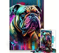 Le Bulldog Doux Puzzle de 1000 pièces pour Adolescents Jeu de logique et de Sens Paisible et Amusant Bords Lisses Cadeau créatif 38x26cm