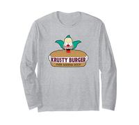 Le Burger Krusty Le Clown des Simpsons Manche Longue, Unisexe pour Adultes, Gris Chiné, L