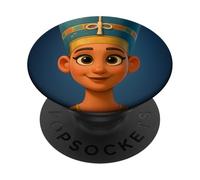 Le Buste de la Reine égyptienne Nefertiti Dessin animé Graphique PopSockets PopGrip Adhésif