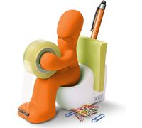 Le Butt Station Fournitures De Bureau - Dévidoir De Ruban Amusant - Porte Accessoires De Bureau Rigolo Et Sympa Avec Rouleau De Ruban, Trombones, Notes Adhésives Et Stylo Inclus (Orange)