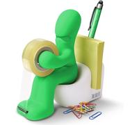 Le Butt Station Fournitures De Bureau - Dévidoir De Ruban Amusant - Porte Accessoires De Bureau Rigolo Et Sympa Avec Rouleau De Ruban, Trombones, Notes Adhésives Et Stylo Inclus (Vert)