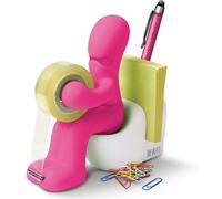 Le Butt Station Fournitures De Bureau - Dévidoir De Ruban Amusant - Porte Accessoires De Bureau Rigolo Et Sympa Avec Rouleau De Ruban, Trombones, Notes Adhésives Et Stylo Inclus - Rose