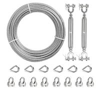 Le CâBle En Acier Inoxydable Kit de câbles en acier inoxydable 1/4", 50 pieds avec tendeurs et accessoires, limite charge 1 400 lb for tyrolienne pour plantes grimpantes