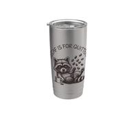 Le café décaféiné, c'est pour arrêter de fumer, Raccoon Coffee Funny Caffeine Addict Gobelet isotherme en acier inoxydable double paroi