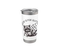 Le café décaféiné, c'est pour arrêter de fumer, Raccoon Coffee Funny Caffeine Addict Gobelet isotherme en acier inoxydable double paroi