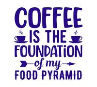 le café est la base de ma pyramide alimentaire, conception d'amateur de café Peintures murales et stickers muraux en vinyle 42x44.7cm Fourni avec un kit de film de transfert Bleu foncé
