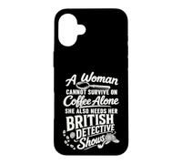 Le café et Les émissions policières Britanniques sont drôles pour Un Amoureux du mystère Coque pour iPhone 16 Plus