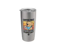 Le café, les premiers chiens, les seconds, les derniers Gobelet isotherme en acier inoxydable double paroi
