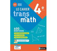 Cahier Transmath 4è - Cahier de l'élève 2021 - Joël Malaval - Nathan - broché - Scolaire / Universitaire