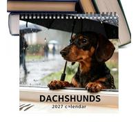Le Calendrier Teckel 2027 Planner Gen - Déc 2027 avec chiens | Calendrier de bureau de 12 personnes pour maison, appartement, salon, studio, bureau, école, salle de ortoir