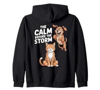 Le Calme Avant la tempête (Chat et Chien) Sweat à Capuche