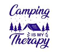 le camping est ma thérapie camping randonnée aventure en plein air graphique drôle typographie slogan Stickers muraux 54.6x59.9cm Décoration de magasin Bleu foncé