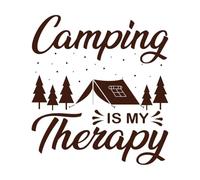 le camping est ma thérapie camping randonnée aventure en plein air graphique drôle typographie slogan Stickers muraux 67.2x73.8cm Plusieurs tailles disponibles Café