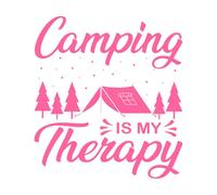 le camping est ma thérapie camping randonnée aventure en plein air graphique drôle typographie slogan Stickers muraux 42x46.1cm Étanche Rose