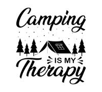 le camping est ma thérapie camping randonnée aventure en plein air graphique drôle typographie slogan Stickers muraux 54.6x59.9cm Peinture murale artistique Noir