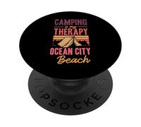 Le Camping est ma thérapie Voyage de Camping en Famille à Ocean City Beach PopSockets PopGrip Adhésif