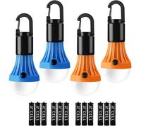 Le Camping Lantern, Battery Operated Camping Lamp (Included) 3 Lighting Modes 80-140lm Portable Led Bulb With Hook For Tent, Camping, Hiking, Fishing, Diy - Pack Of 4