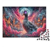 Le Canard Mystique dans Le Village Magique Puzzles 1000 Pieces Picture Puzzles Faune Sauvage for Adults Décoration Murale Tableau Décoratif 38x26cm/1000pcs