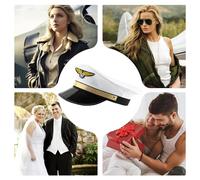 Le Capitaine Pilote De La Compagnie Aérienne A - 110 G De Polyester 21,65-23,62 Pouces Navy Pilott Hutt | Capacité De Costumes Hallowenn | Capitaine Réglable Sailor | Caps D'amiral Pour Accessoi