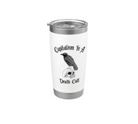 Le capitalisme est un culte de la mort Crow Skull Goth Alternative Punk Gobelet isotherme en acier inoxydable double paroi